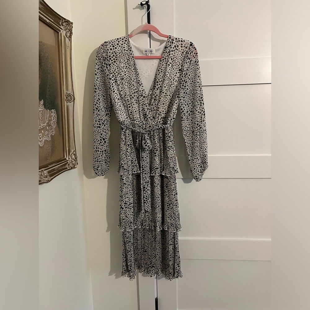 White leopard midi dress